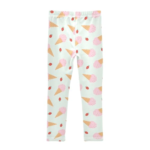 Strawberry Ice Cream Girls Leggings,Workout Leggings for Girls Toddler Athletic Leggings Size for 3-10T2
