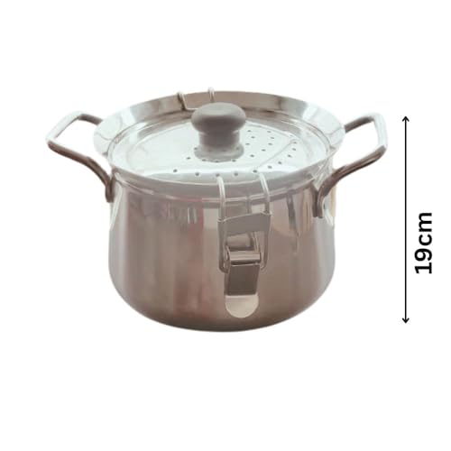 Image of VPP Stainless Steel Strainer Pot /Rice Pot with Strong Lockable Lid for Noodles, Pasta, Corn, SOYA, Vegetables & Rice|1.08kg|Gas & Induction Friendly|3-Layer Sandwich Bottom, 3.5 litres