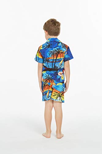 Image of Hawaii Hangover Family Matching Hawaiian Clothes, Sunset Blue | Family matching Hawaiian outfits, Sunset Blue, 100% cotton, machine washable, tropical floral print, luaus, cruises