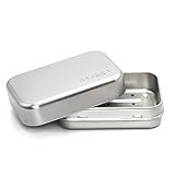 ASAVO 1 x Seifendose, Alu, Metall, 9,3 x 6,0 x 3,2 cm (innen), rostfrei, für Reisen, Seifenbox, Seifenbehälter, Blechdose, Metalldose, 1 Stück