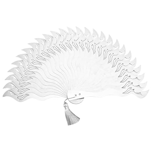 Licsaliwe Ventilateur Pliant entièrement en métal de 12 Pouces, Ventilateur portatif de Kung Fu pour Les Arts Martiaux et Le Fitness, Ventilateurs pliants en Acier Inoxydable, Argent