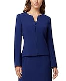 Tahari ASL Women's Collarless Peplum Jacket, Navy, 12