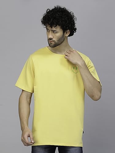 Image of Rigo Back Printed Half Sleeves Round Neck Oversized T-Shirt for Men | Drop Shoulder T-Shirt for Men | Loose Baggy Fit T-Shirt for Men
