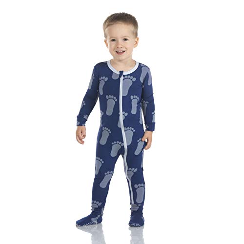 Image of KicKee Pants Print Footie with Zipper, Fitting Long Sleeve Pajama Baby Bodysuit, Ultra Soft Everyday One Piece Loungewear