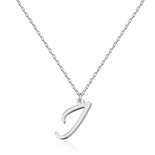 Collier lettre initiale I Personnalisé pour Femmes, Bijou Minimaliste en Acier Inoxydable avec Pendentif Lettre au Style d'Écriture Manuscrite, Cadeau pour...