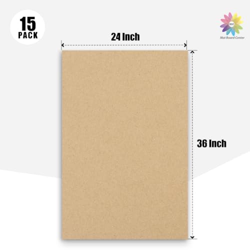 Image of Mat Board Center 24x36 Inch Corrugated Cardboard Sheets 15 Pack | Brown Large Flat Card Board Inserts, For Packing, Shipping, Mailing, DIY Crafts