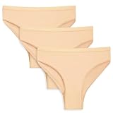 SIAEYINFY Ballet Underwear,3 packs Girls Seamless Gymnastics Underpants Dancer Beige Bottoms Ballerina Underwear (US, Age, 5 Years, 8 Years, 3 Piece Beige)