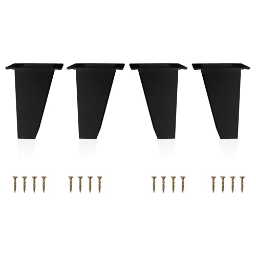 Kukicu ✮ Patas para Muebles Negras ✮ Patas Nórdicas, Juego de 4 Patas Inclinadas, Tornillos Incluidos - Color Negro - Patas en Resina ABS para Mesitas, Estanterías etc (12 cm) (Pack 4 Patas)