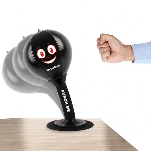 The Lux Brands Desktop rage Bag Premium Quality kids punching bag. Super strong Spring Flexibility punching bag for kids Super Strong Suction on Smooth Surfaces Kids&Adults (Dark Black)