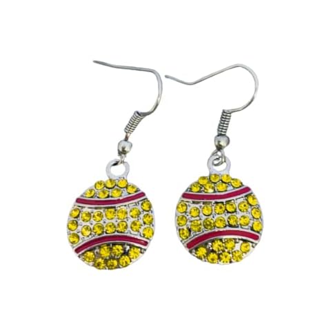 Softball Earrings, Softball Jewelry, Softball Fastpitch Crystal Dangle Earrings, Gifts for Softball Players and Teams Cover