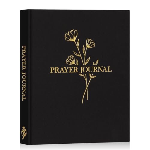 Lanpn Diario de Oración, Cuaderno de Oraciones Devocional y Estudio de La Biblia, Bible Prayer Journal, Diario Cristiano de Gratitud, Regalos Religiosos Cristianos para Mujeres Hombres Madres, Negro
