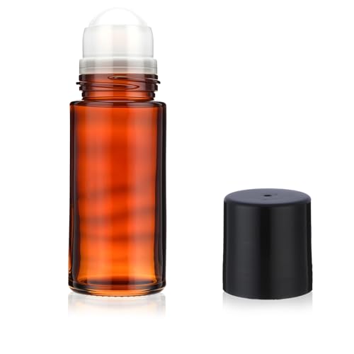 1Pc Brown 50ml Glass Roller Bottle for Essential Oils Refillable Roll On Bottles Dispensing Perfume with Ball Applicator Empty Deodorant Containers Frosted Lip Oil Eye Cream Bottle Dispenser