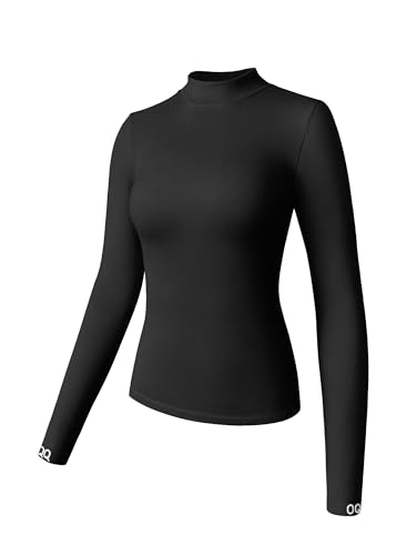 Photo 1 of OQQ Womens Long Sleeve Tops Mock Neck Stretch Fitted Underscrubs Layer Tee Shirts Tops Small Black