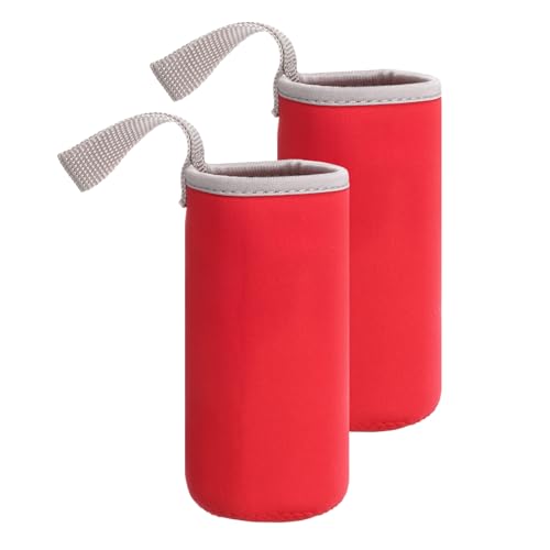 QUARKZMAN 2pcs Funda De Neopreno Para Botella De Agua, 12 oz Portabotellas Aislado Colapsable Con Asa, Rojo