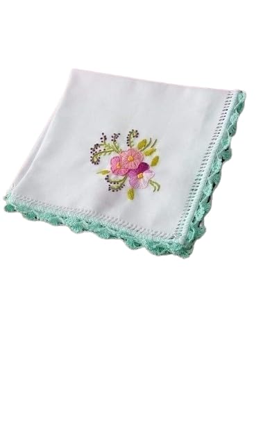Shree adodhya women hankerchief with pink flower design embroidery, white colour and cotton handkerchief with embroidery set of 2.-image-47