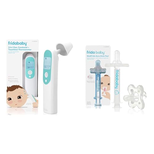 Frida Baby Thermometer, 3-in-1 Infrared Thermometer for Ear, Forehead & Touchless + Frida Baby Medicine Pacifier, Medicine Syringe & Accu-Dose Pacifier - image 1