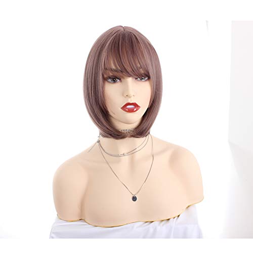 ZANAWIG Pelucas sintéticas para el pelo de ratán corto Pelucas para el calor de la reparación de la cara completa Pelucas con Flequillos de aire