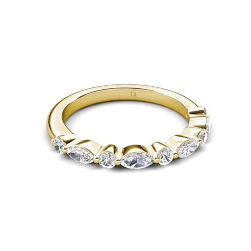 0.50 ctw Marquise and Round Lab Grown Diamond Women Stackable Wedding Band in 14K Gold3