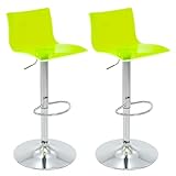 Brage Living Acrylic Bar Stools with Mid Back, Set of 2, Transparent Adjustable Swivel Airlift Barstools, Counter Height Bar Chairs for Kitchen Dining Pub Cafe (Lime Green)