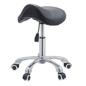 Ergonomics Saddle Stool-Adjustable Rolling Swivel Chair with Soft Comfortable Cushion,Lifting air Rod,Aluminum Alloy Base,4 Wheels for Barber shiop,Salon,SPA,Tatto,Home,Office