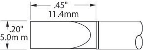 MetcalSTTC-165 STTC Series Soldering Cartridge for Most Standard Applications, 775°F Maximum Tip Temperature, Large Chisel, 5.0mm Tip Size, 11.4mm Tip Length