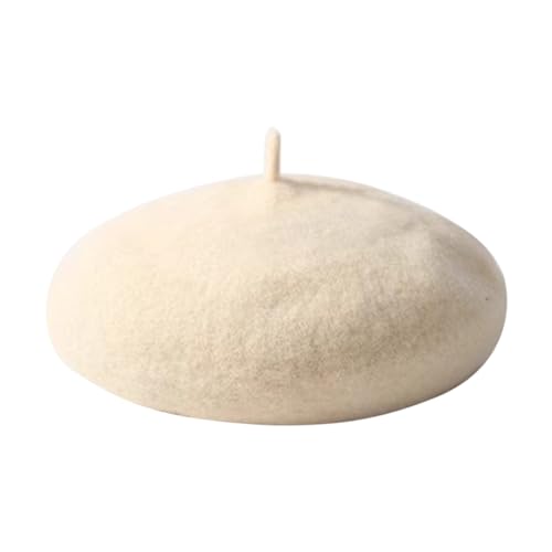 Generisch Boina de invierno para niños de color sólido cálida Gorro de calabaza Boina de lana de felpa, Blanco, 9 12 años