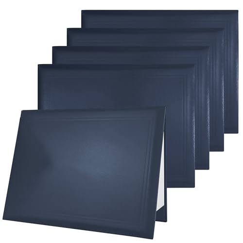 GraduatePro 5 Pack Diploma Cover 8.5x11 Certificate Document Presentation Holder Smooth Leather Letter Size Navy