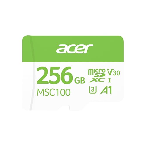 Image of Acer MSC100 MicroSD Card 256G UHS-I U3 V30 A1, Up to 100MB /s Read Speed, 4K Video Recording, Compatible with Smartphones Cameras Tablets Drones| 5-Year Limited Warranty