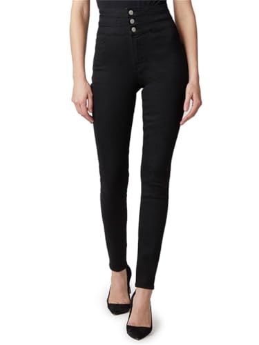 ORANDESIGNE Stretch Jeans Damen Jeans High Waist Denim Jeanshosen Skinny Slim Fit Röhrenjeans Bleistiftjean Lässige Pant Strecken Schlank Stylische Hosen C Schwarz M