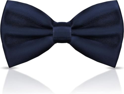 Image of Bow Tie for Men Classic Solid Colour Pre-Tied Satin Formal Tuxedo Bowtie Adjustable Length Clip on Design for Adults Elegant Double Fold Ties for Boys and Men's Party Accessories