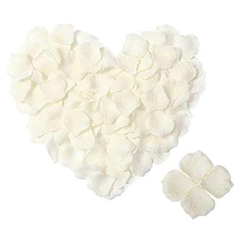 4000pcs Rose Flower Petals For Weddings, Silk Rose Petal Red, Tasteless Artificial Silk Flower Petals, Rose Petal Table Decoration For Valentine's Day, Wedding Aisle, Bed,Party,Bath (White)