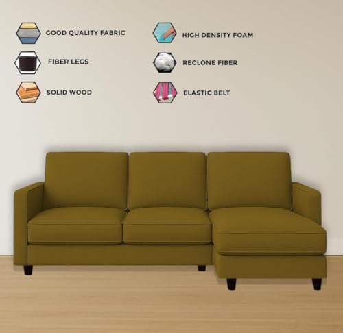 Image of The MM Furniture store Premium Fabric Sofa - Dirty Gold (4 Seater - RHS)