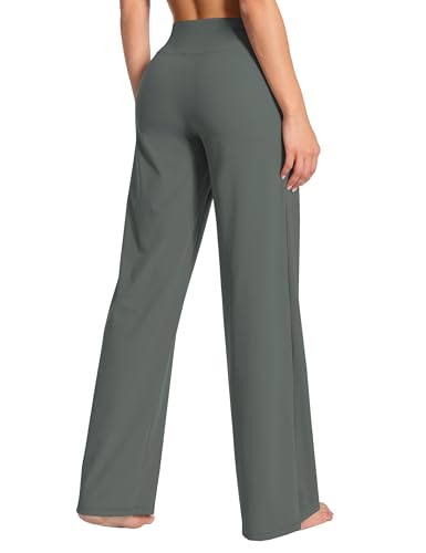 Image of BUBBLELIME Women High Waist Wide Legs Yoga Pants Loose Sweatpants Pockets | 29 inch /31 inch /33 inch /35 inch /37 inchInseam,2 Styles / Dress /Basic,Lounge,Comfy,Stretch Casual Work