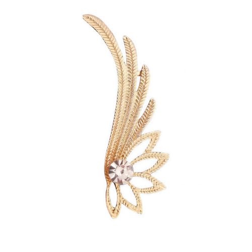 Boucles d'oreilles dorées pour femme grand format style aile vintage sertie de strass