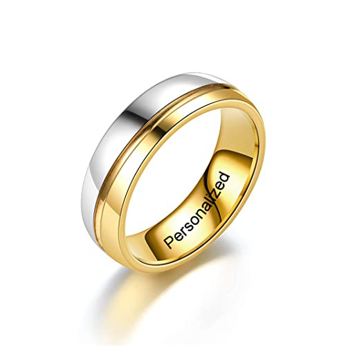 Ihanskio Anillos de pareja de promesa hechos a medida que coinciden con su circonio cúbico anillos de anivesario de boda de acero de titanio dorado, Metal, circonita Danburita Cover