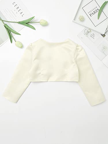Kids Flower Girls Cover Up Bolero Long Sleeve Floral Embroidery Pageant Wedding Shrug Cardigan4