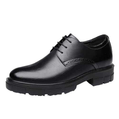 Men's Height Enhancing Leather Dress Shoes Business Formal Wedding Oxfords for Groom Comfortable Lace Up Shoes for Men