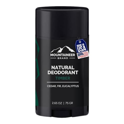 Mountaineer Brand Natural Deodorant for Men | Aluminium Free | Made in West Virginia | Scents Inspired by Nature | Organic & Non Toxic | Odor & Sweat Control | 2.65 oz (Timber)