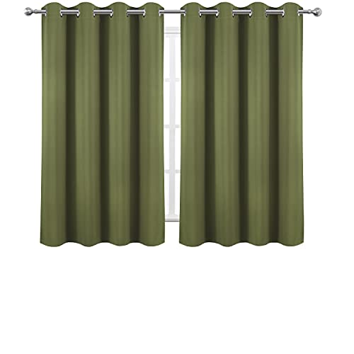 Image of LEMOMO Blackout Curtains 52 x 45 inch /Olive Green Curtains Set of 2 Panels /Thermal Insulated Room Darkening Bedroom Curtains