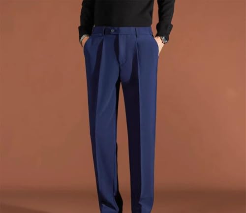 Mens High Waisted Straight Trousers Business Casual Pants Solid Color Office Work Dress Pants3