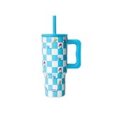 Simple Modern Smurfs Kids 24 oz Tumbler with Handle and Silicone Straw Lid | Spill Proof Leak Resistant | Reusable Stainless Steel Bottle | Gift Kids Boys Girls | Trek Collection | Smurfs Checkmate