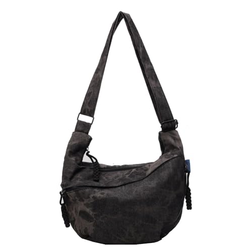 Canvas Crescent Crossbody Bag for Women Men Canvas Dumpling Bag Multi-pockets Crescent Lightweight Small Hobo Bag