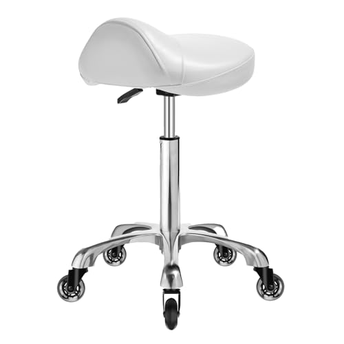 Ergonomic Saddle Stool with Wheels and Adjustable Seat