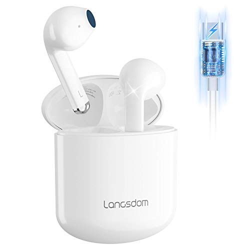 Wireless Earbuds with Microphone for iPhone Android, Bluetooth Earbuds 5.0 with Mic for Cell Phone 30H Playtime, Fast Charging & Smart Touch Control Wireless Headphones for Sport Work Travel