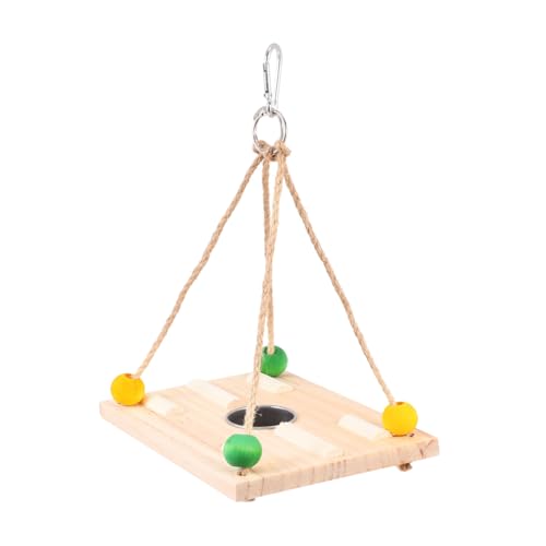 Milisten comedero para pájaros de Madera Comida para pájaros Columpio de pie para Loros comedero pajaros Bird Feeder Mascota pájaro Agua Comida Taza comedero Colgante para Loros