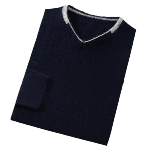 Men's Winter V Neck Sweater 100 Pure Mink Wool Thick Knit Pullover Warm Soft Casual Slim Fit Long Sleeve