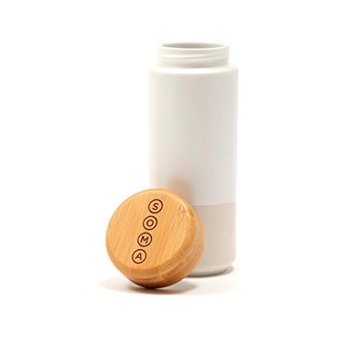 Full Circle Home Soma Insulated Ceramic Mug with Bamboo Lid, Pearl, 12oz Cover