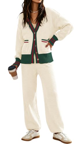 Women's 2 Piece Outfit Lounge Sets Trendy Cardigan Sweater Set Loungewear