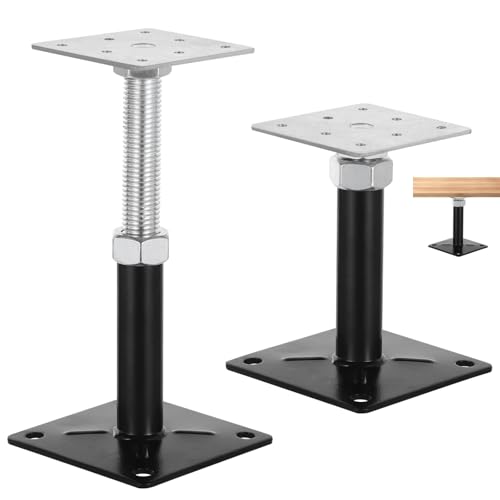 Image of 2 PCS Adjustable Floor Jacks, Heavy Duty Metal Post Floor Support, 5 to 8 Inches Mini Screw House Jack, Deck Foundation Lift Support, Level Support Floor Straightener for Balcony Patio Courtyard