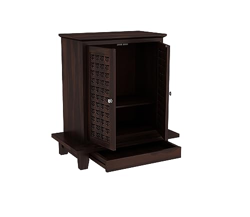 Image of Wudniture Sheesham Wood Bhagavati Handcrafted Home Mandir /Temple (Walnut Finish) | Wooden Pooja Mandir for Home & Office